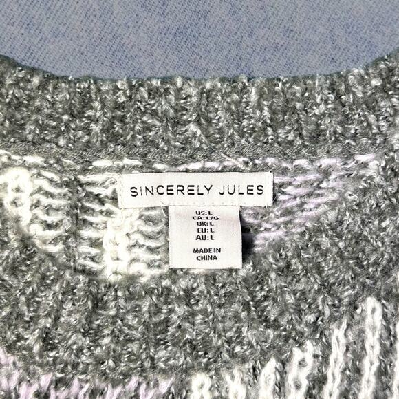 Sincerely Jules Purple Patchwork Knit Cropped Sweater - Women’s Large - Picture 3 of 4